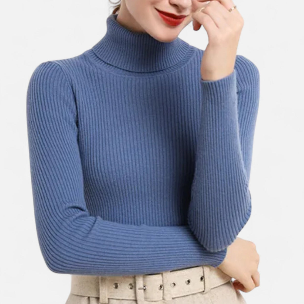 Ava | Slim Ribbed Roll Neck Jumper