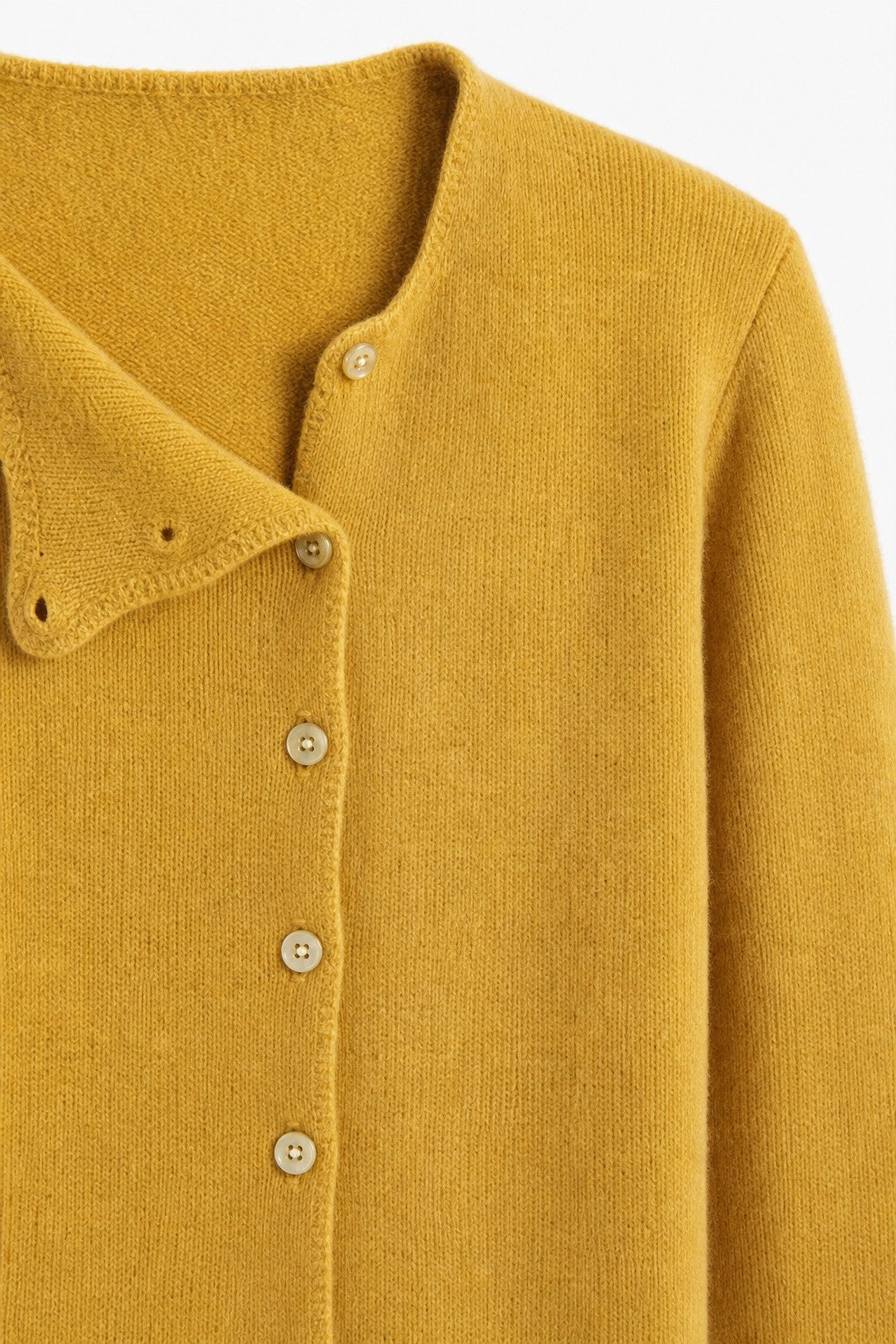 Boat-neck side-button cardigan