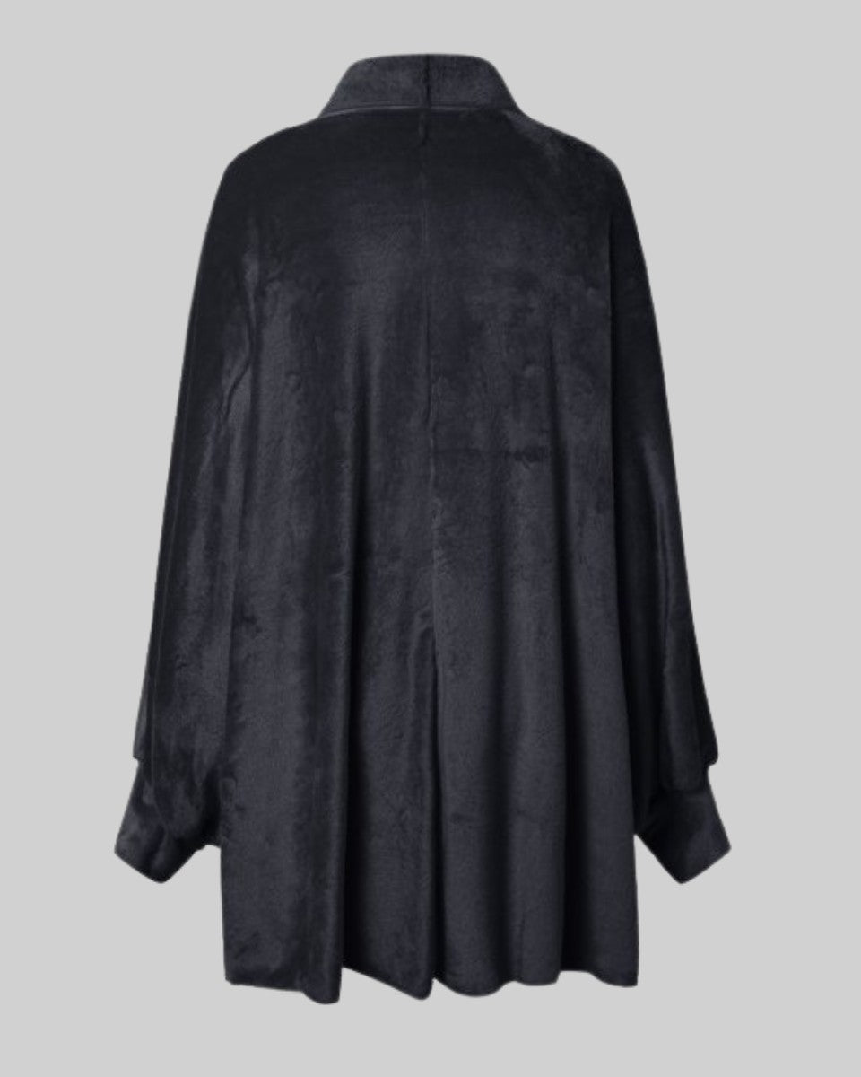 Brushed fringe-hem cardigan coat