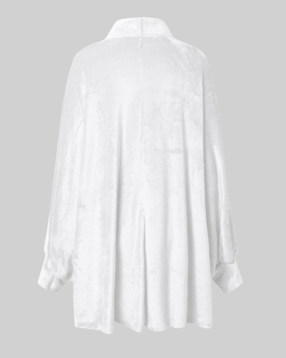 Brushed fringe-hem cardigan coat