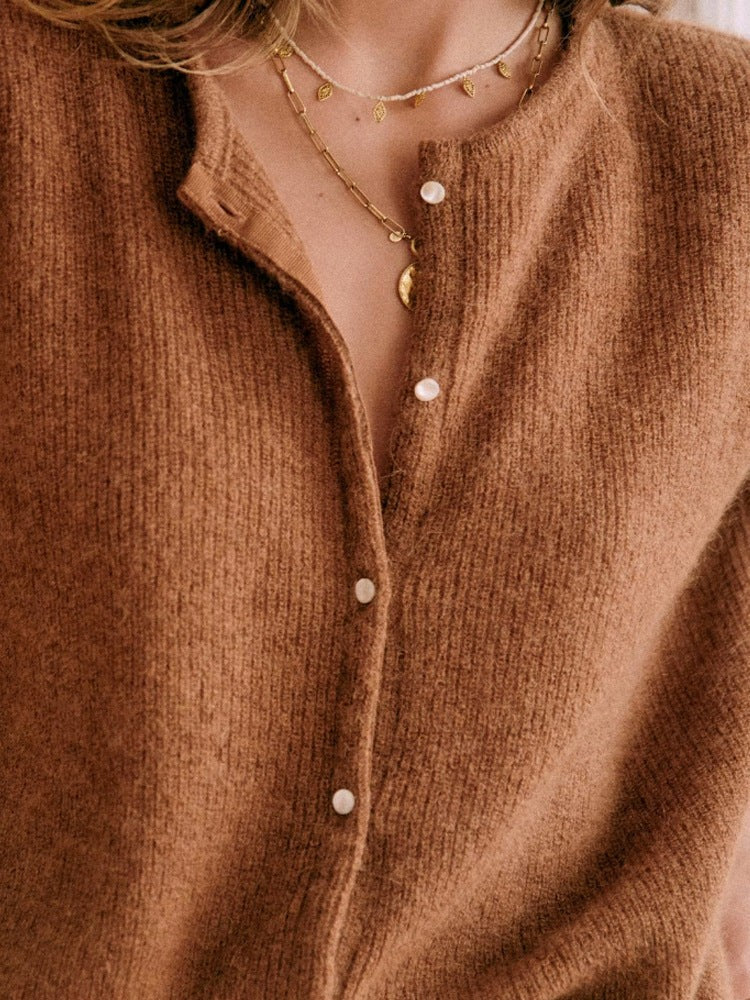 Brushed v-neck button cardigan
