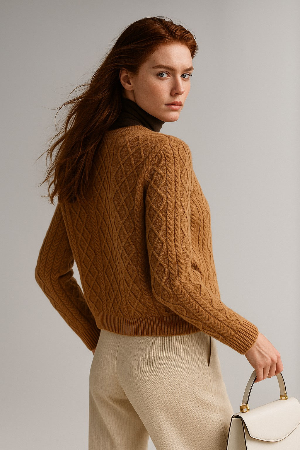 Cable-knit button cardigan
