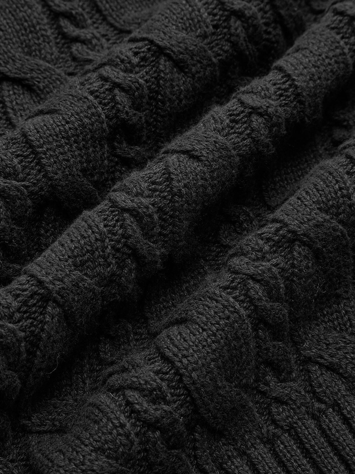Cable knit keyhole high neck jumper