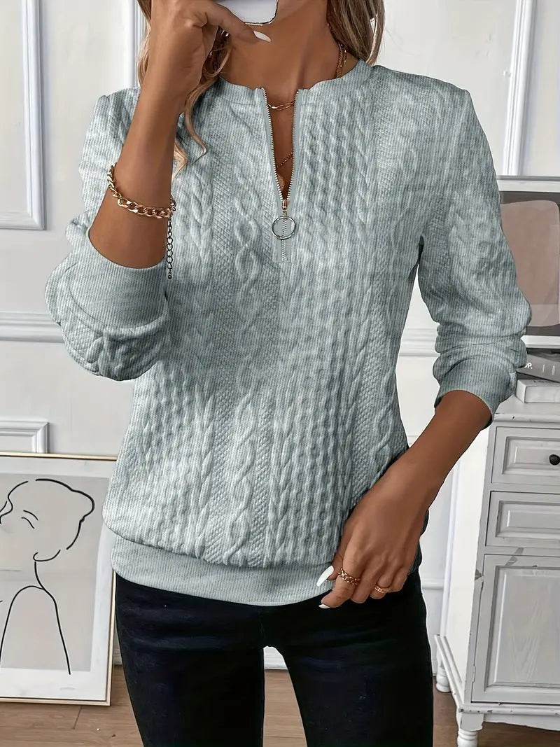 Grey cable textured zip sweatshirt