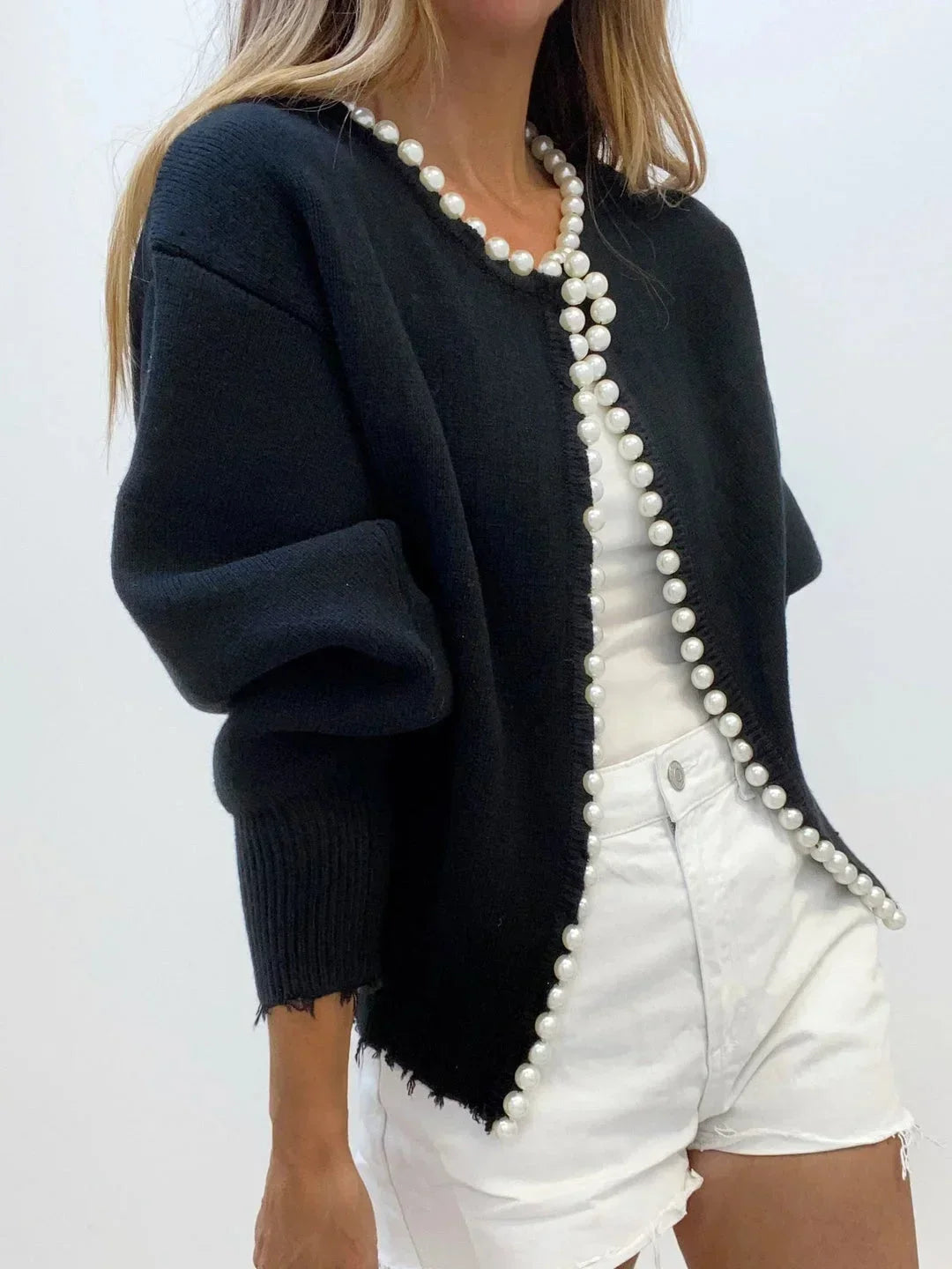 Katherine | Pearl Trim Knit Cardigan