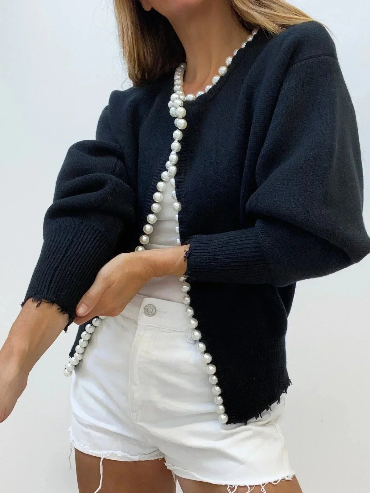 Katherine | Pearl Trim Knit Cardigan