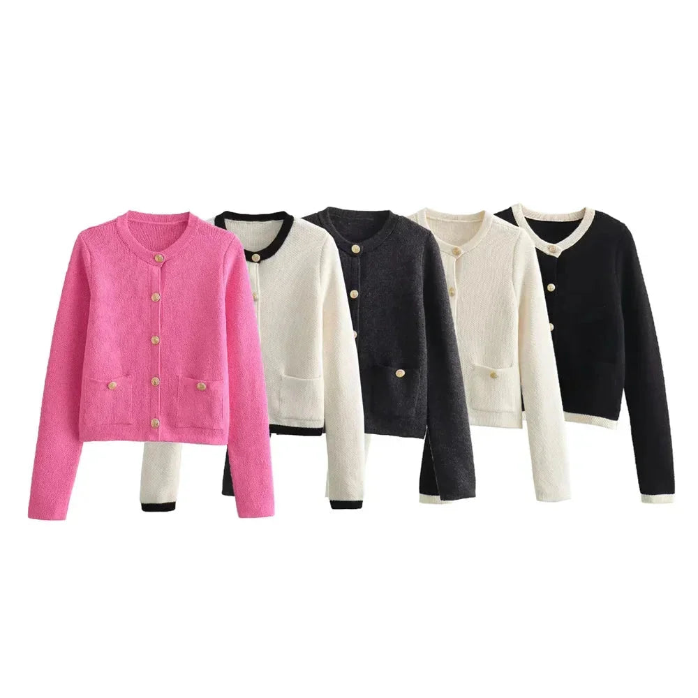 Lilian | Gold Button Knit Cardigan