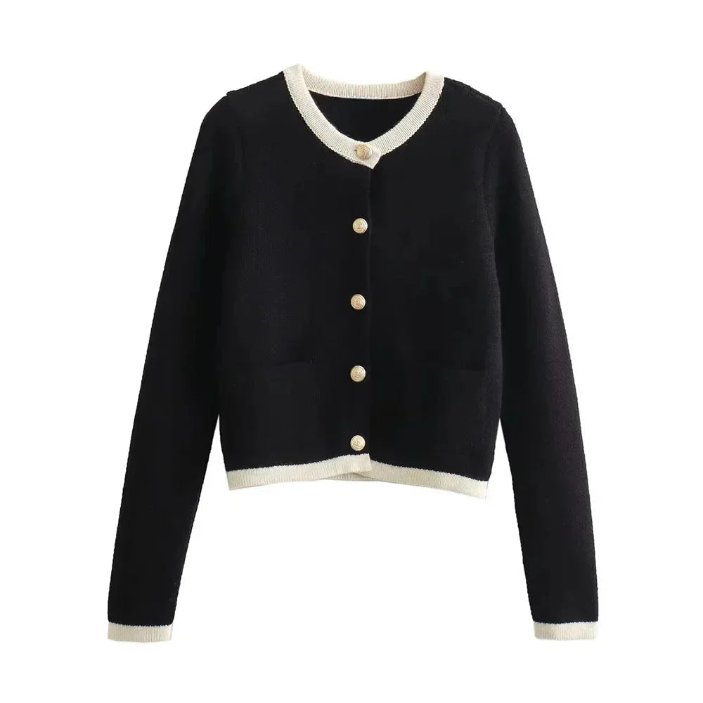 Lilian | Gold Button Knit Cardigan