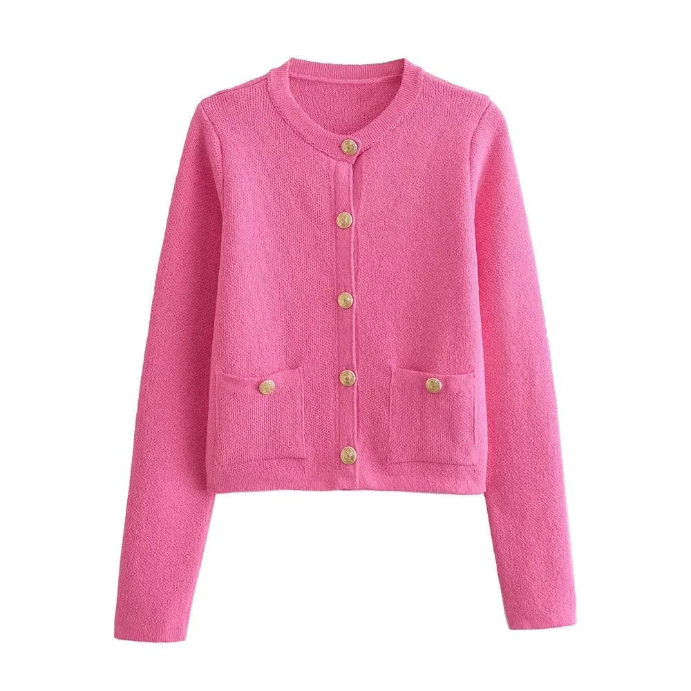 Lilian | Gold Button Knit Cardigan