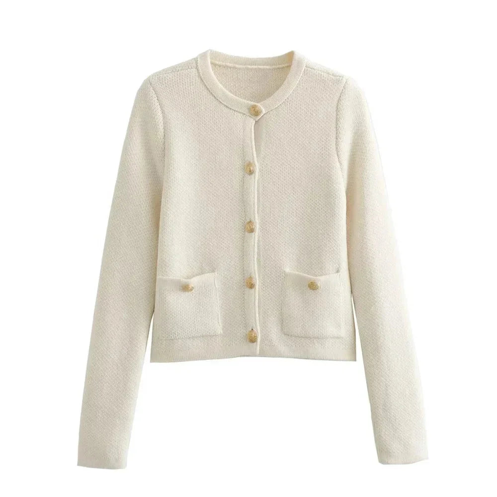 Lilian | Gold Button Knit Cardigan