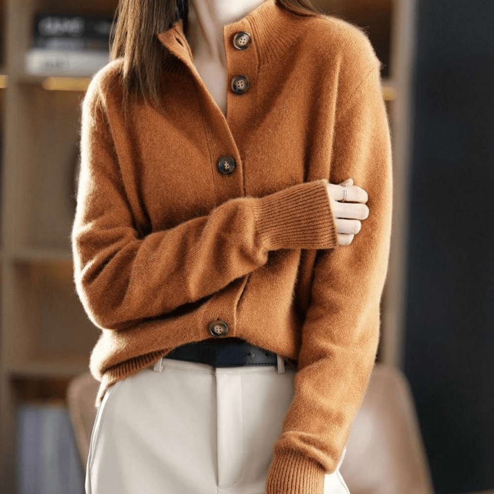 Jemima | Mock Neck Button Cardigan
