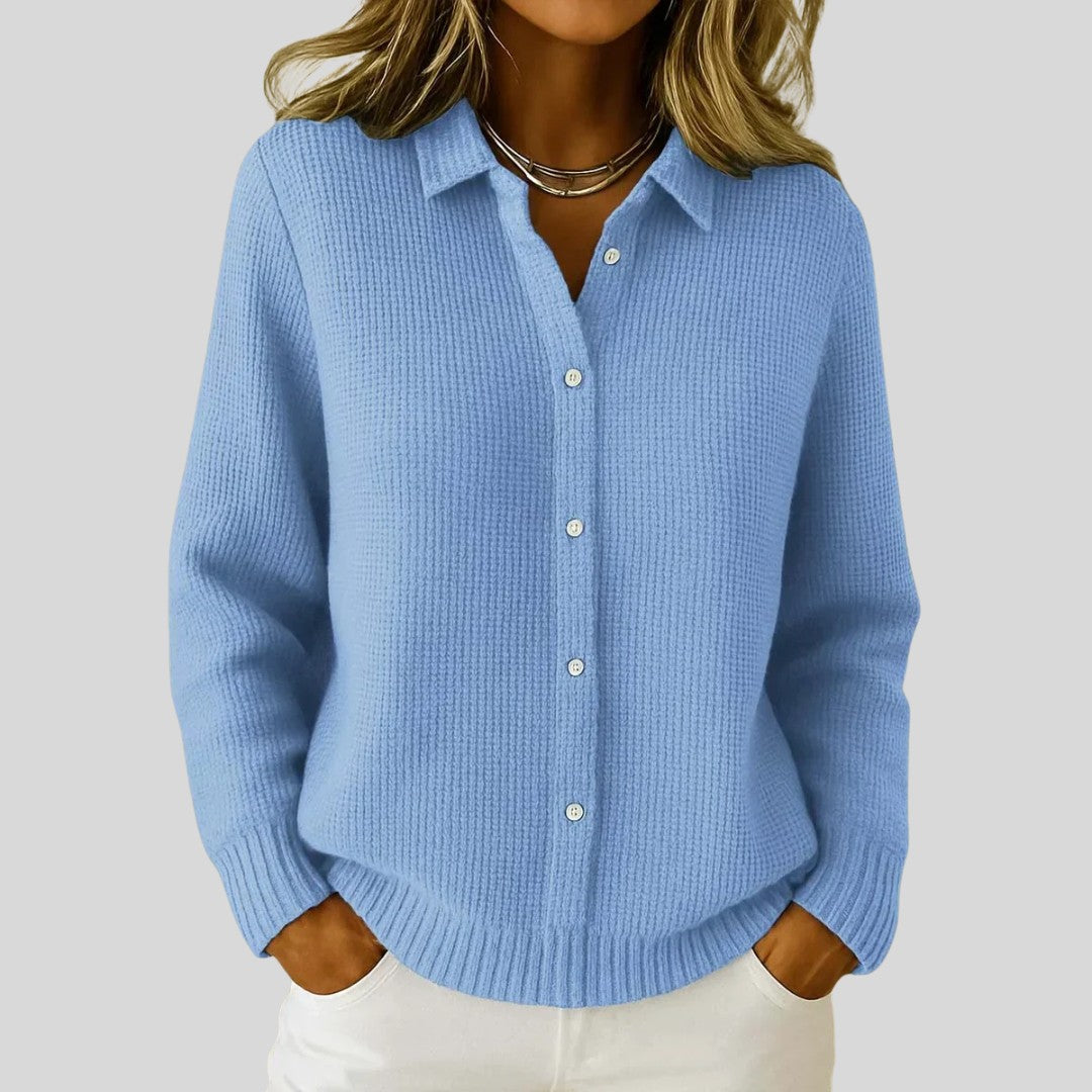 Collared button-front cardigan