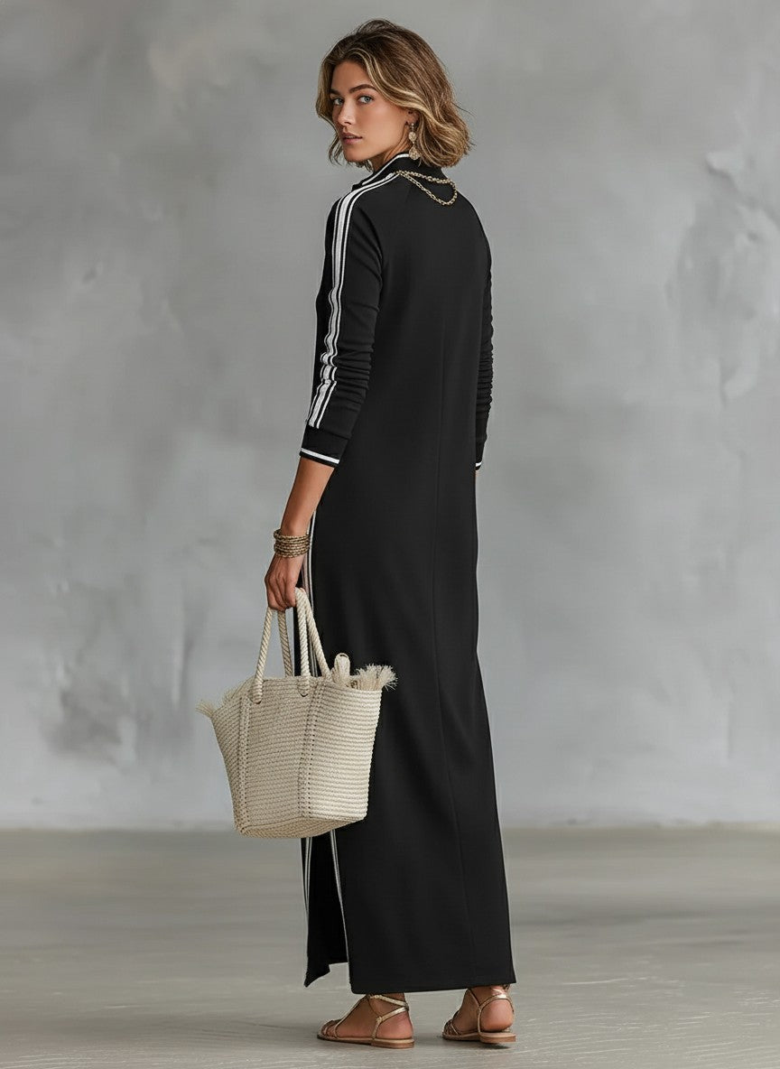 Contrast trim polo maxi dress
