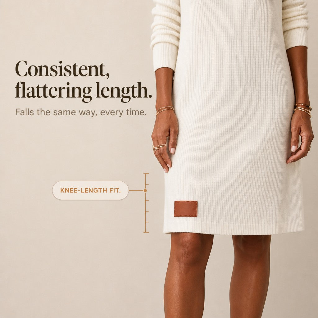 Cowl-neck ribbed jumper dress