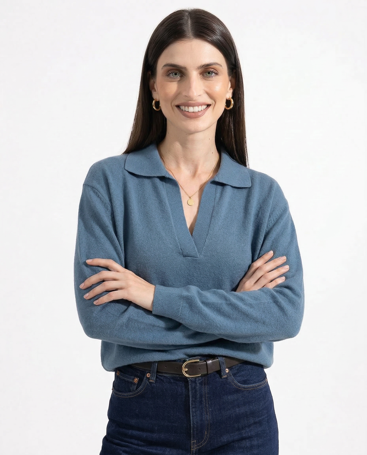 Nell | Merino Wool Collared Knit Polo Top