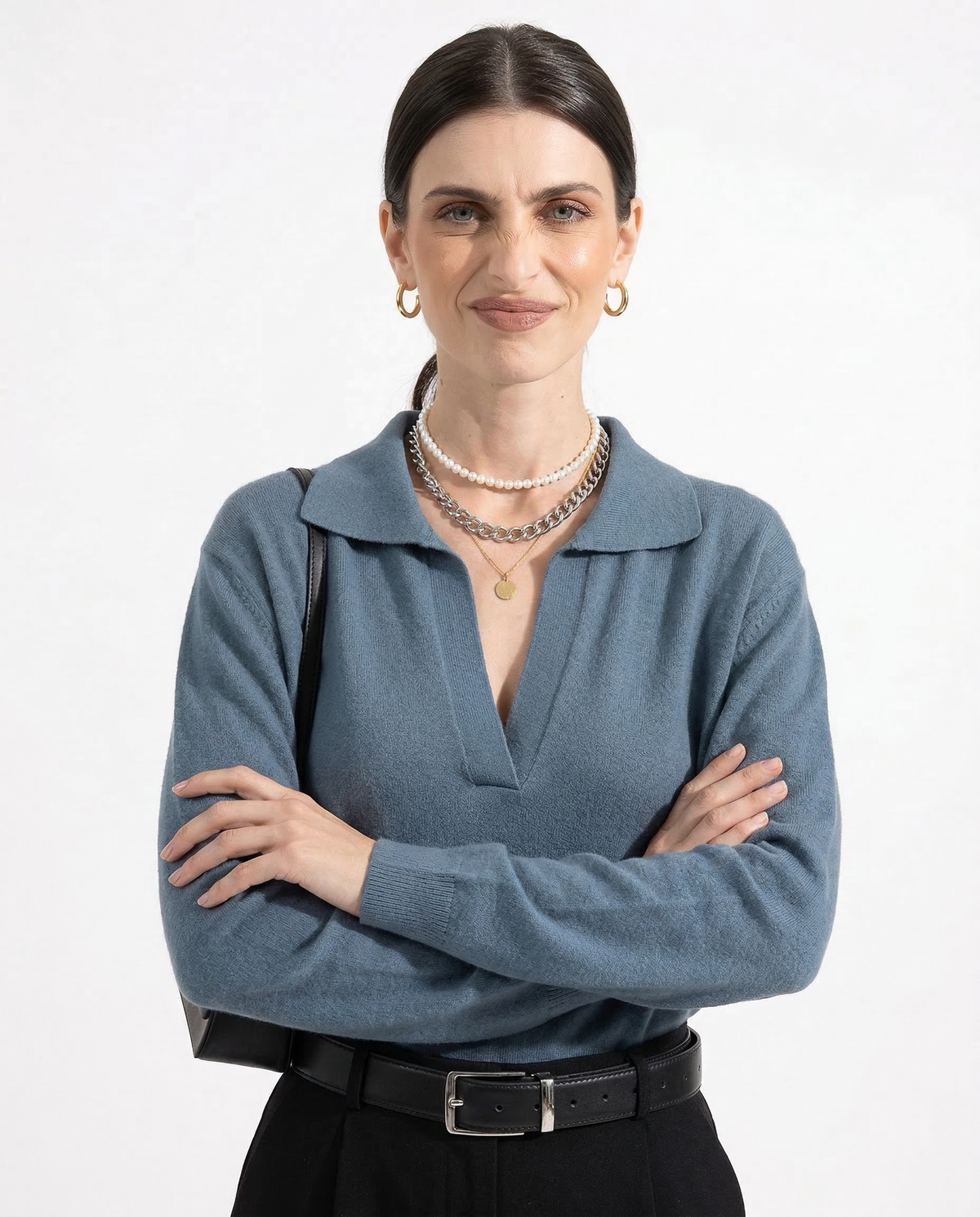 Nell | Merino Wool Collared Knit Polo Top