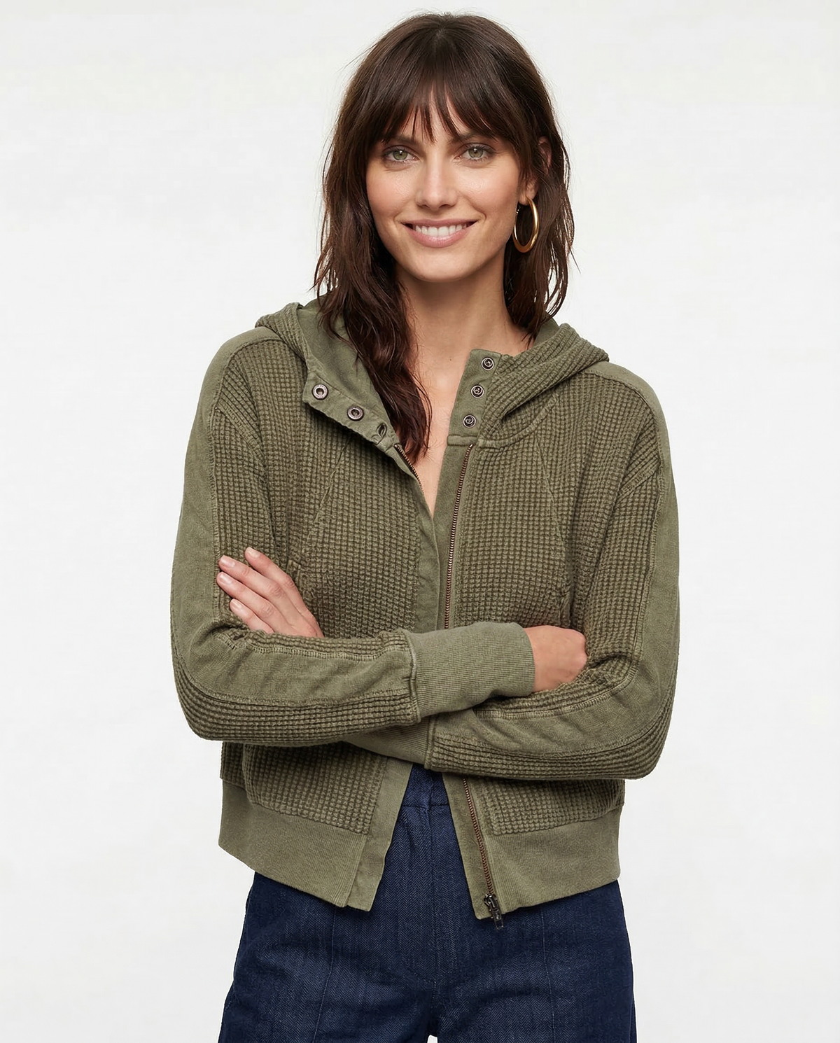 Mariel | Sudadera con capucha de punto gofre y cremallera