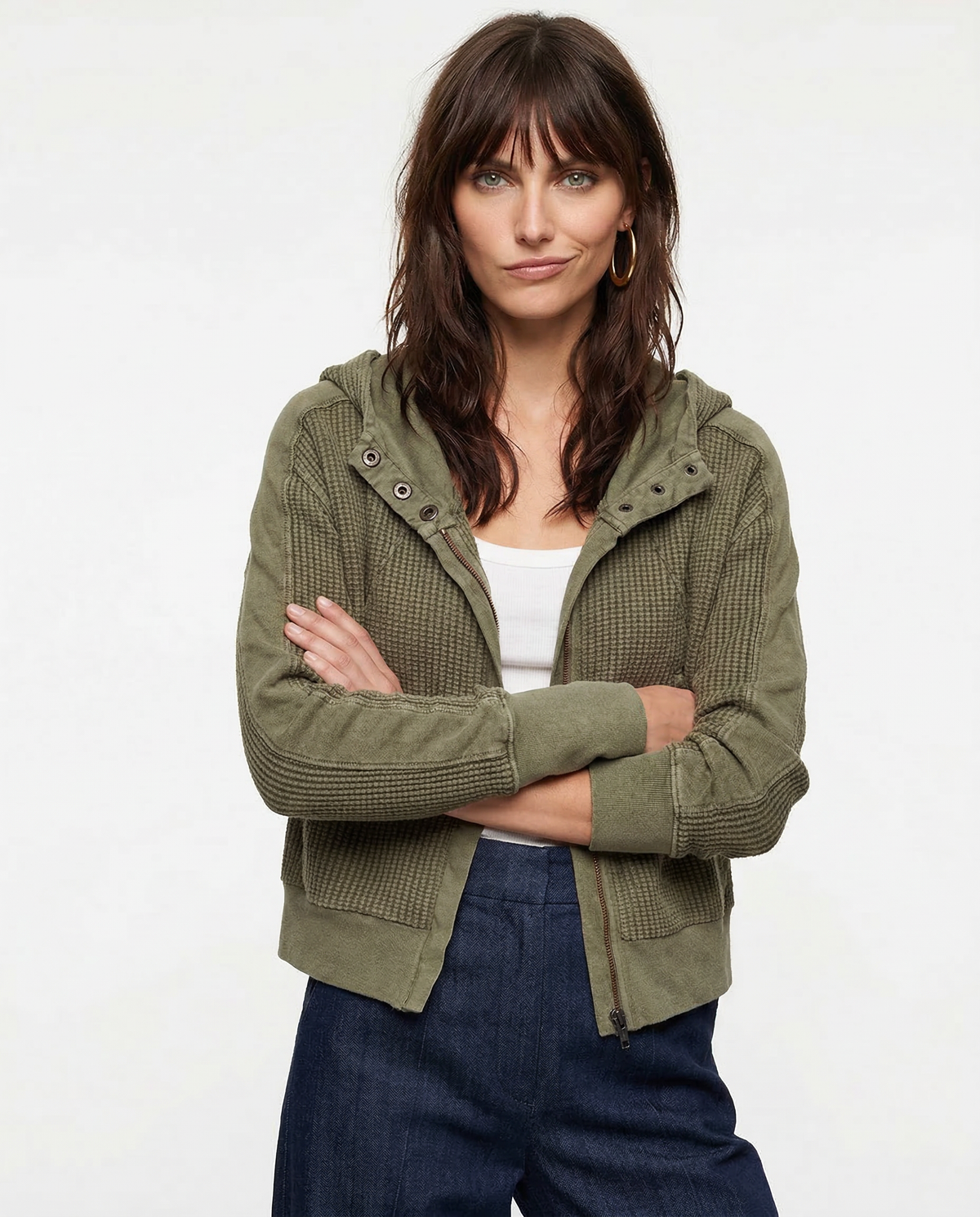 Mariel | Sudadera con capucha de punto gofre y cremallera