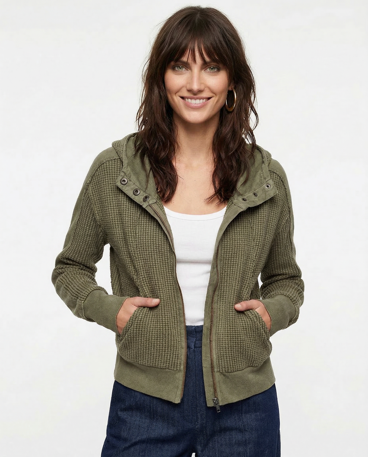 Mariel | Sudadera con capucha de punto gofre y cremallera