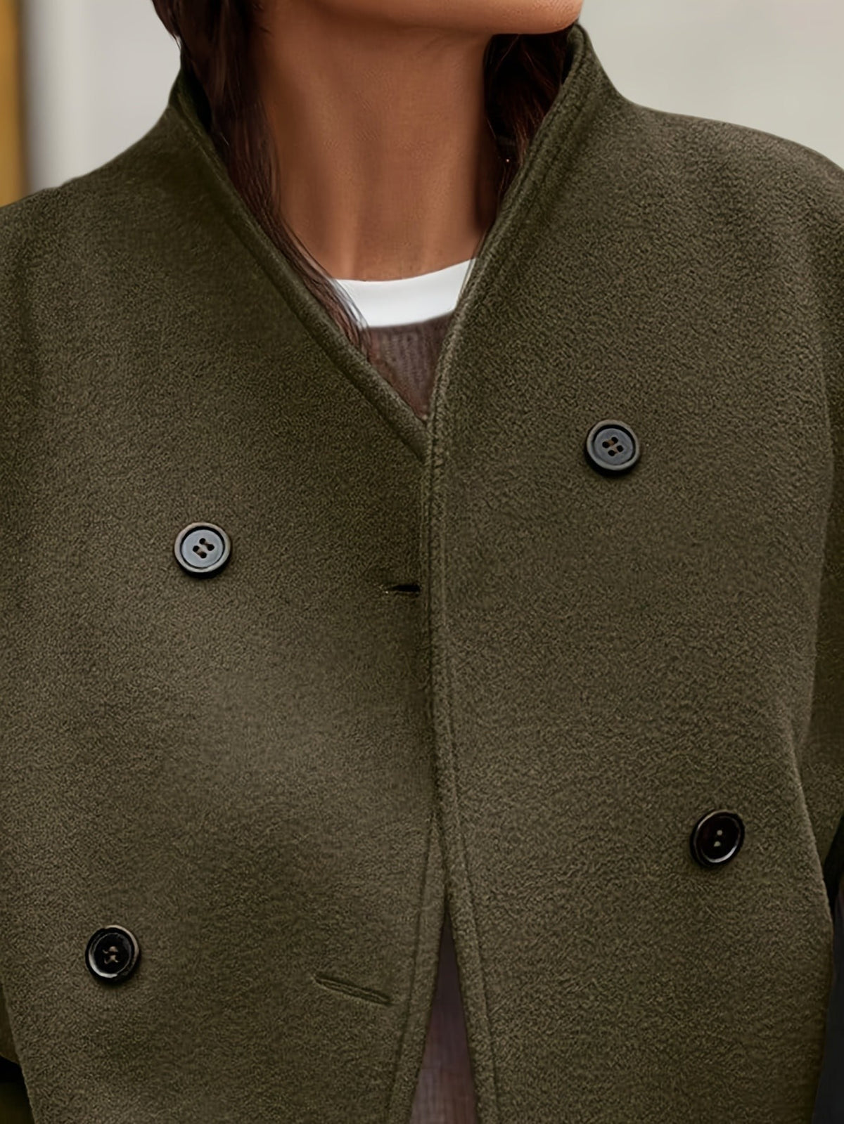 Double-breasted stand-collar pea coat
