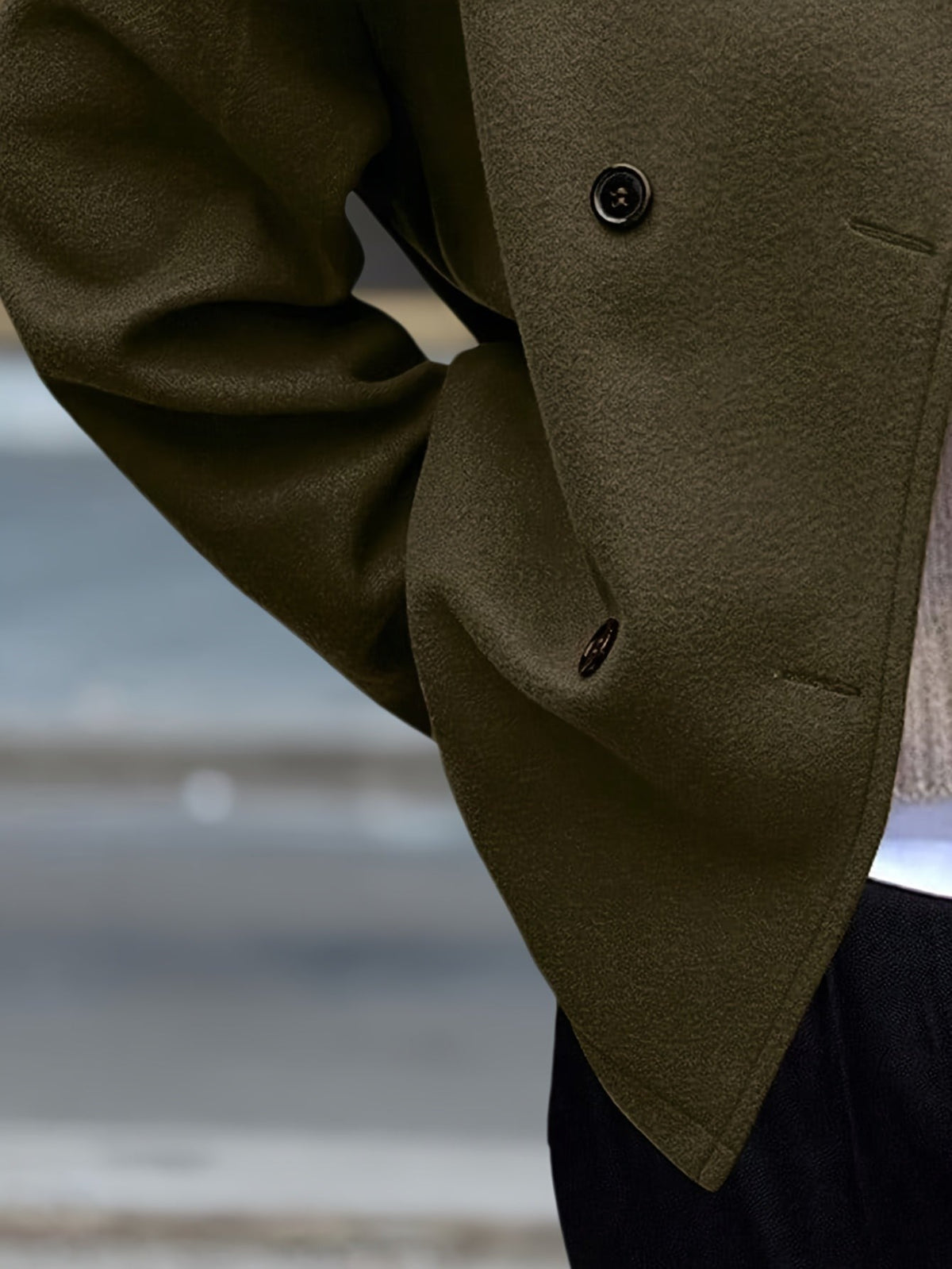 Double-breasted stand-collar pea coat