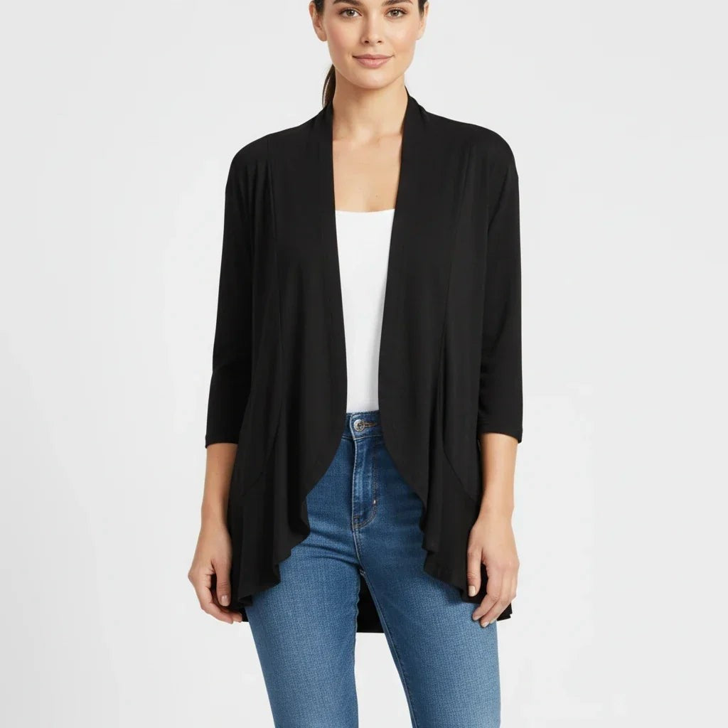 Black draped waterfall cardigan
