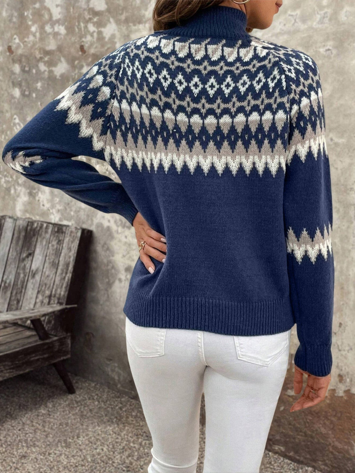 Fair isle roll neck jumper