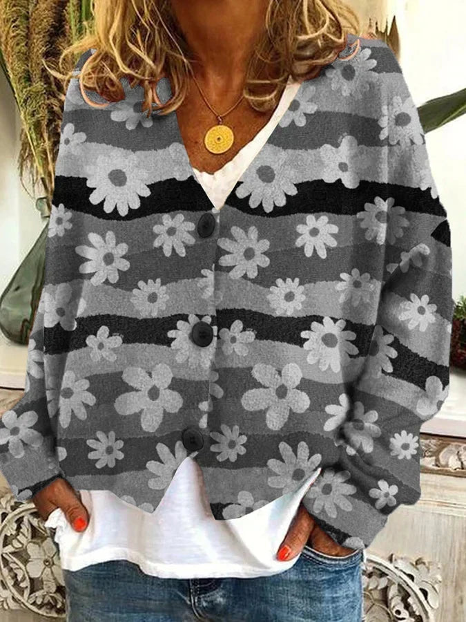 Ivy | Floral Stripe Knit Cardigan