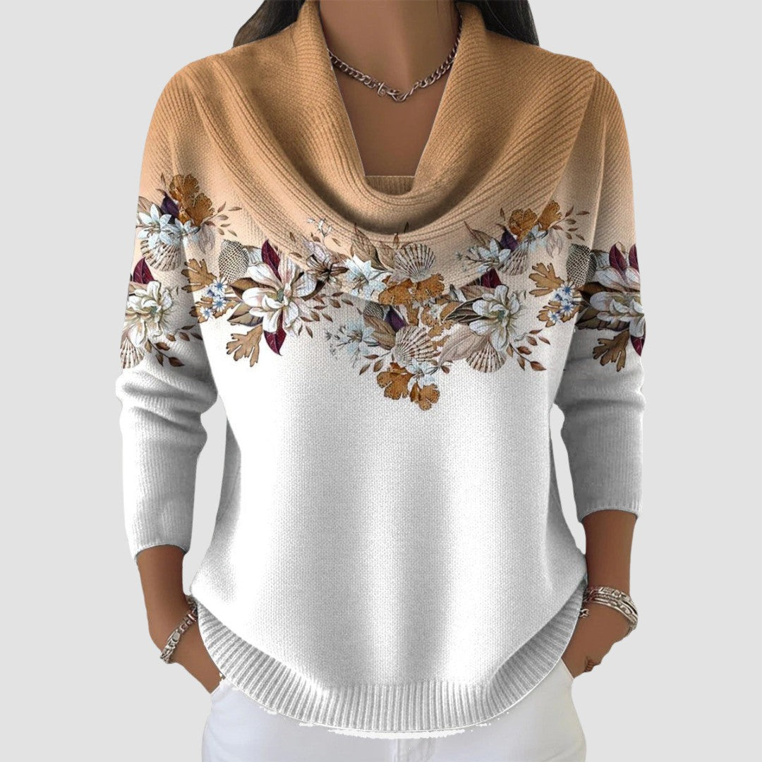 Floral cowl neck jumper