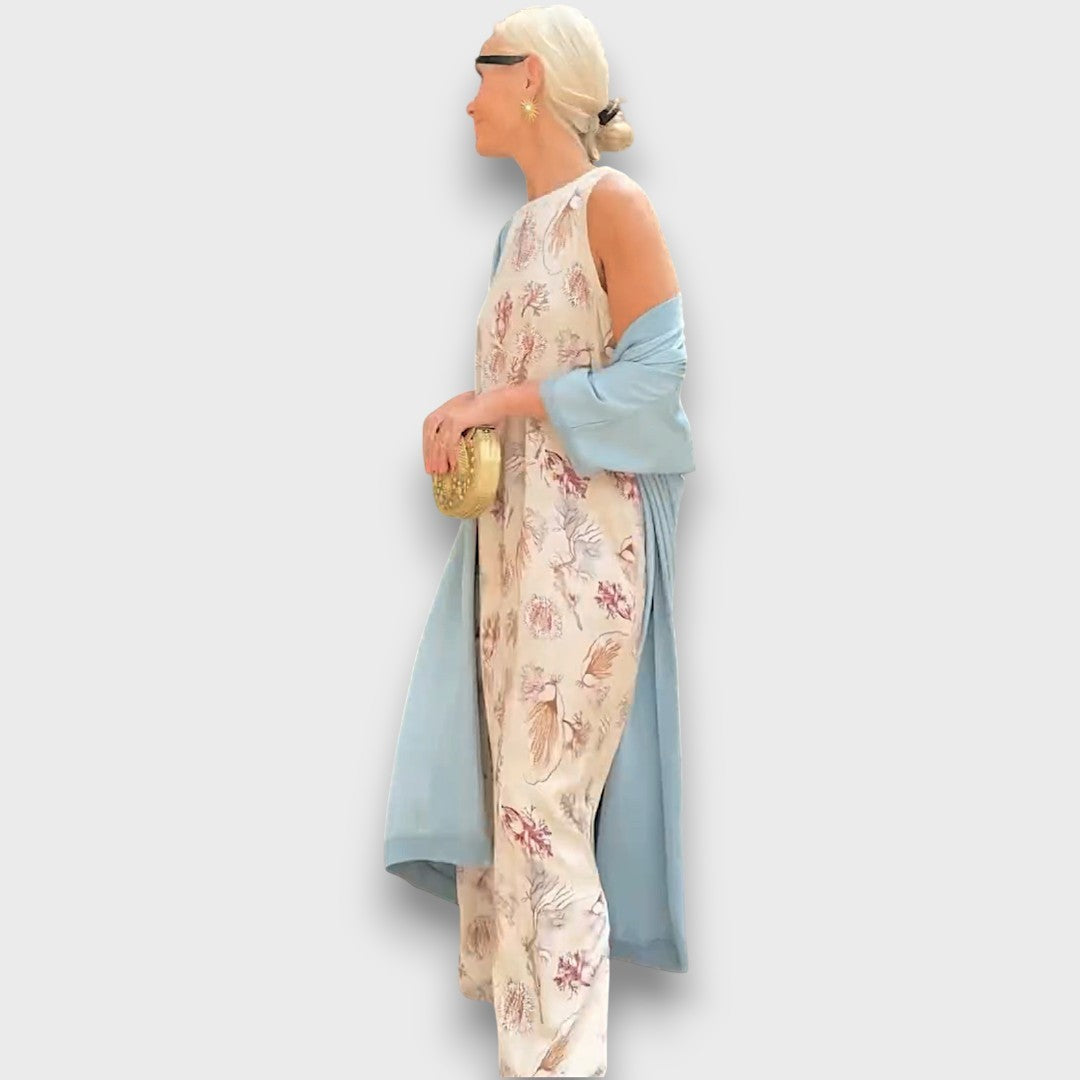 Floral maxi dress and cardigan set