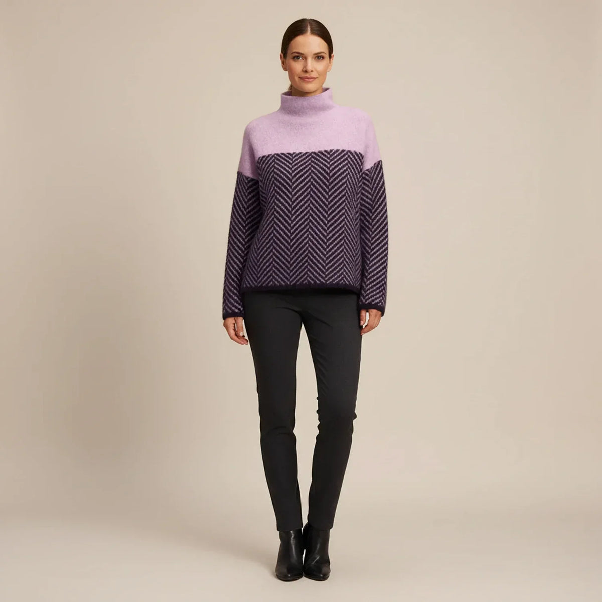 Philippa | Jersey de cuello vuelto de espiguilla de lana
