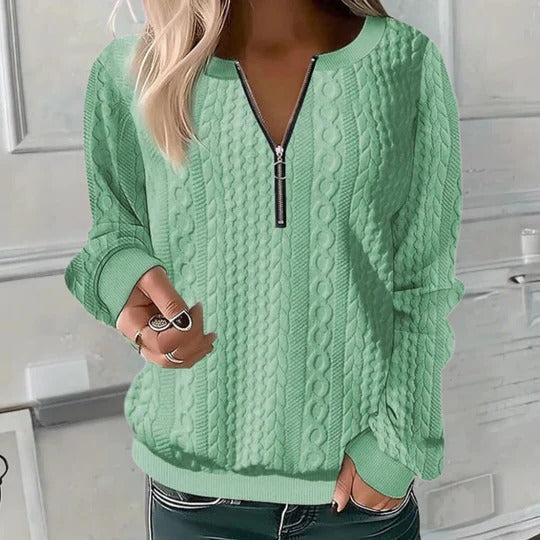 Tabitha | Jersey con cremallera en el cuello de punto trenzado