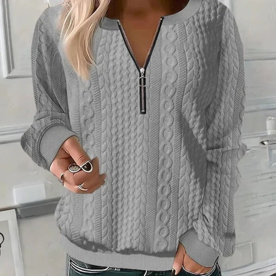 Tabitha | Jersey con cremallera en el cuello de punto trenzado