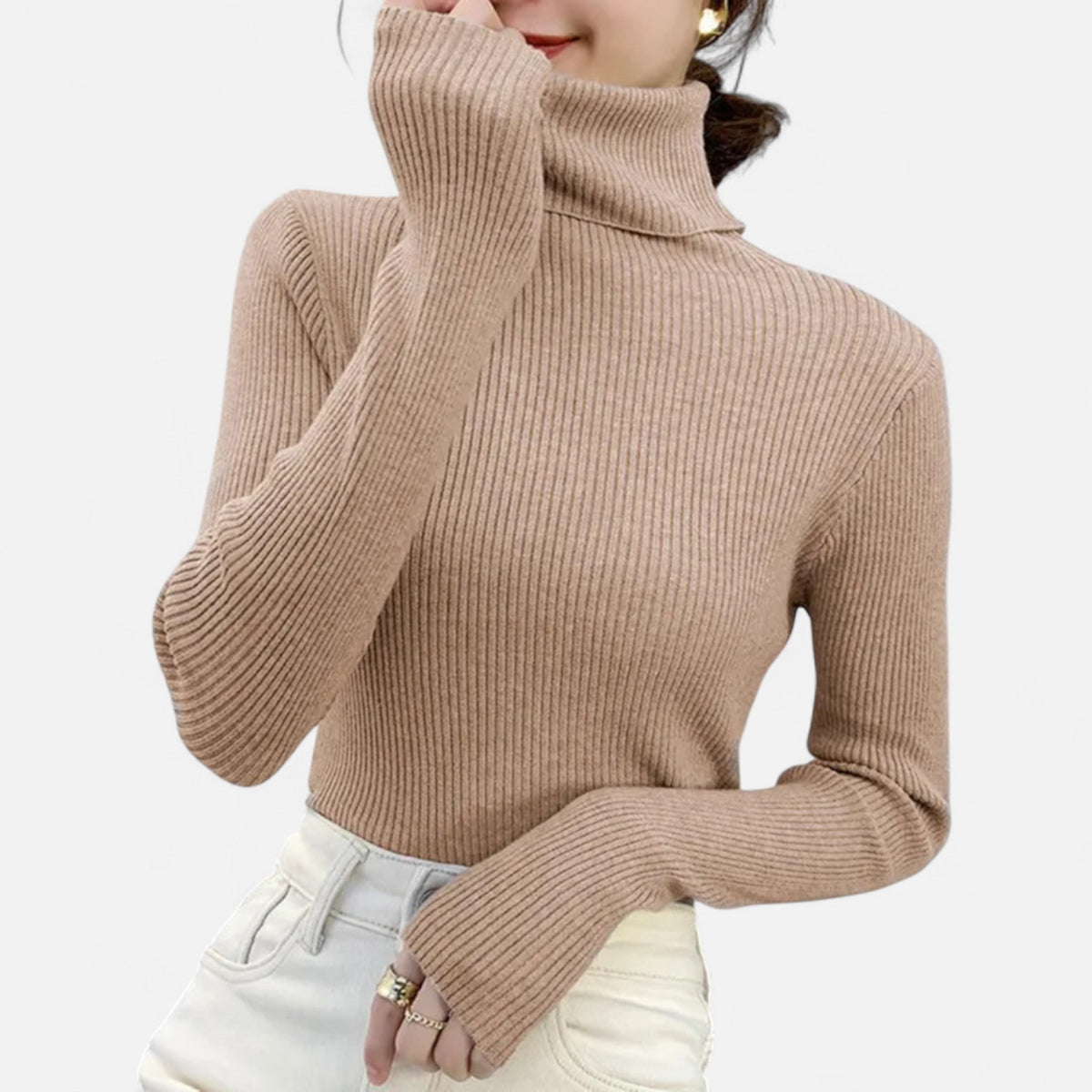 Ava | Slim Ribbed Roll Neck Jumper