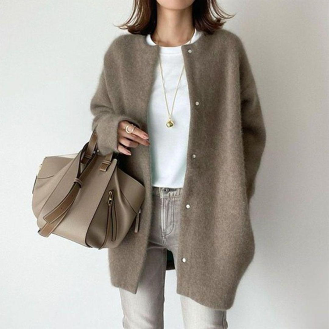 Brown longline button cardigan
