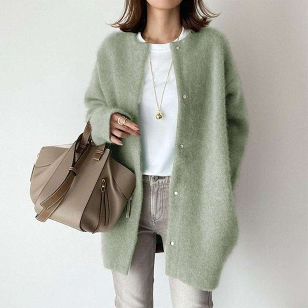 Green longline button cardigan