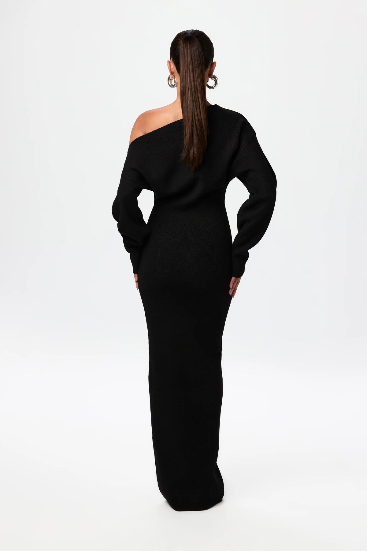 Merino off-shoulder maxi dress