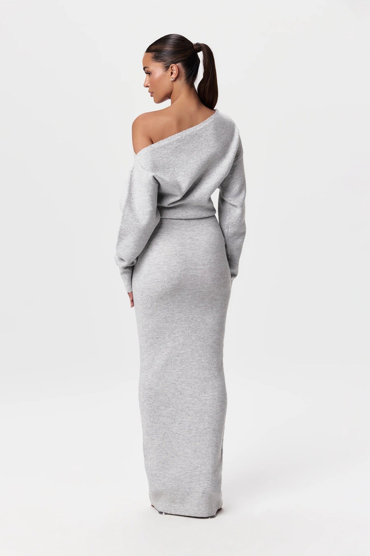 Merino off-shoulder maxi dress