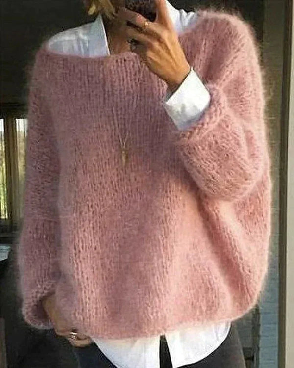 Pink mohair wide neck jumper