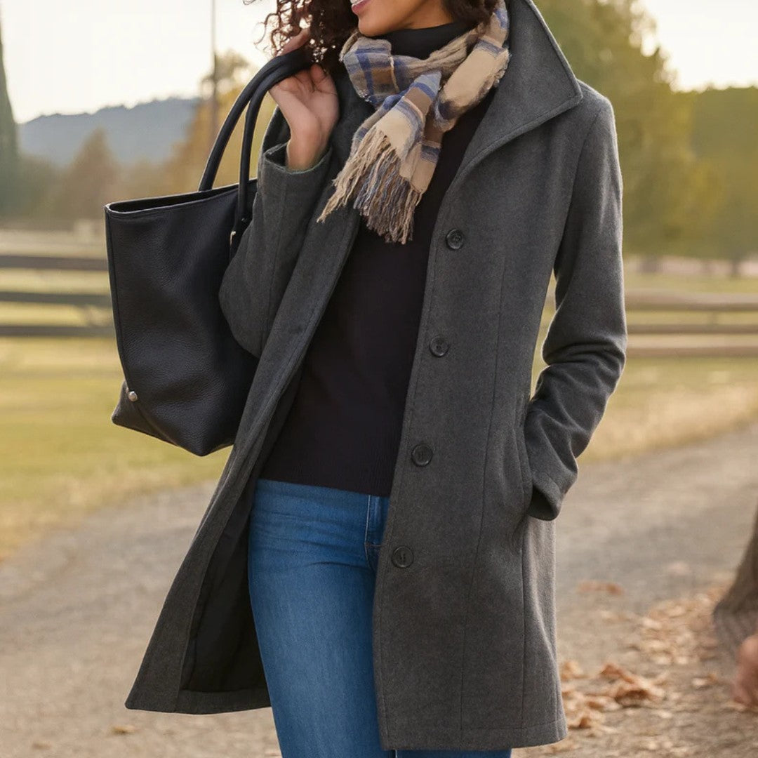 Gray notch-collar wool coat