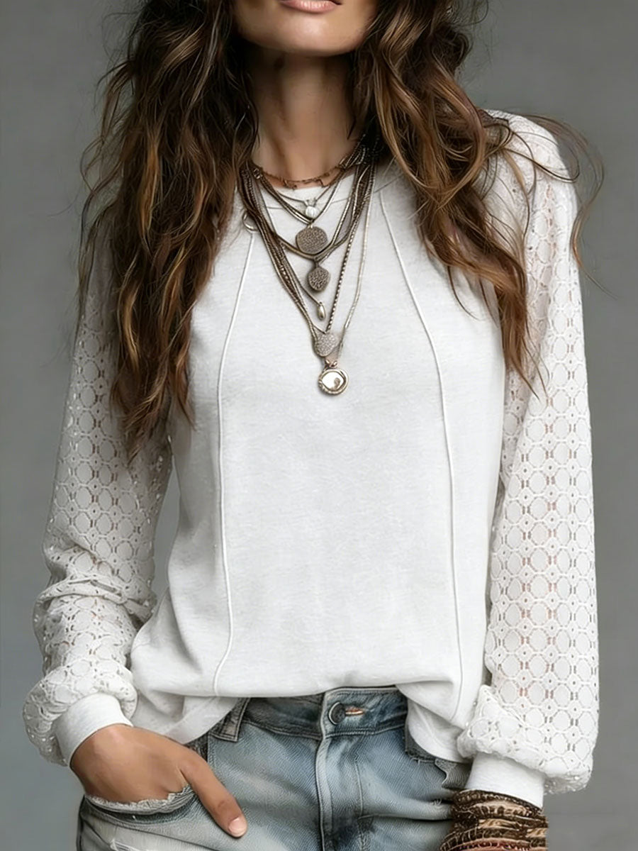 Vera | Lace Sleeve Knit Top