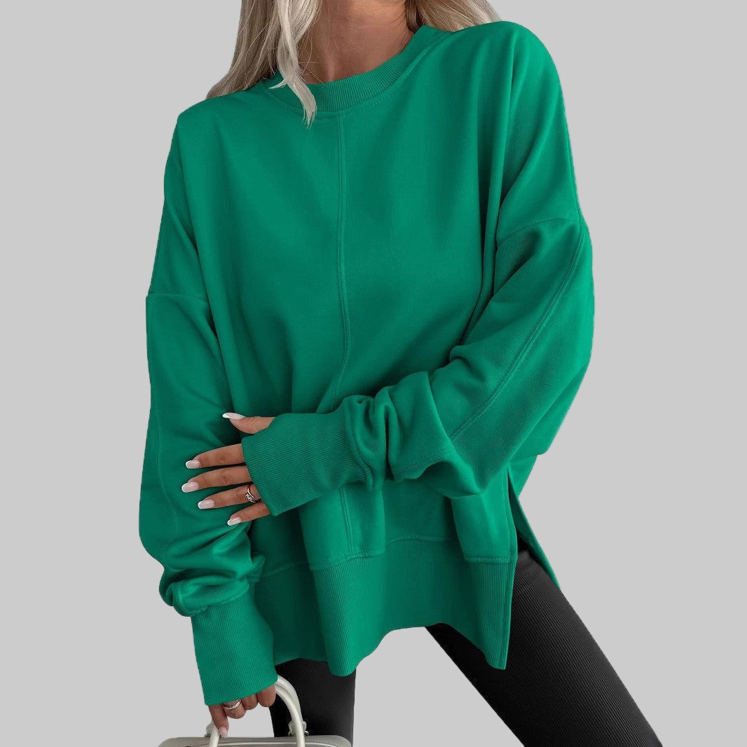 Green oversized crew neck sweatshirt