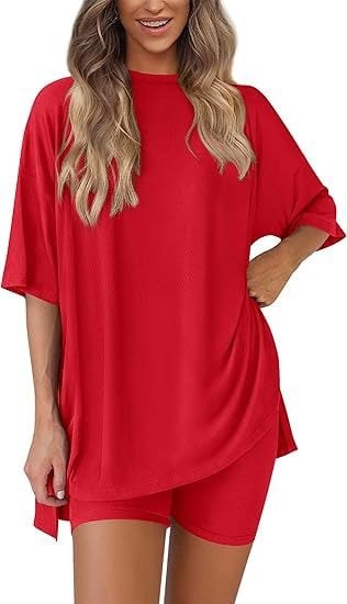 Oversized knit t-shirt and shorts co-ord