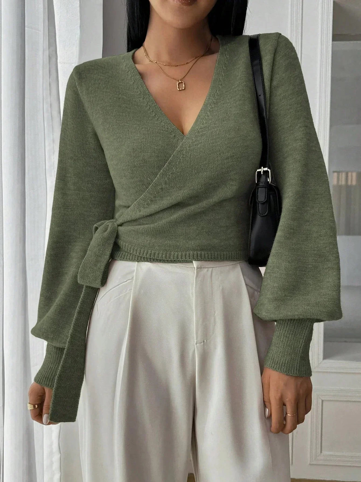 Cecilia | Tie-Waist Wrap Knit Top
