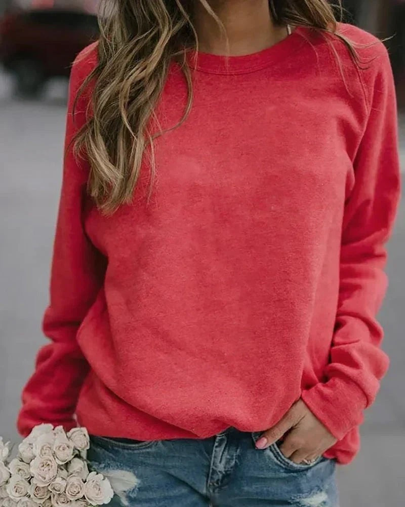 Red raglan crew neck sweatshirt
