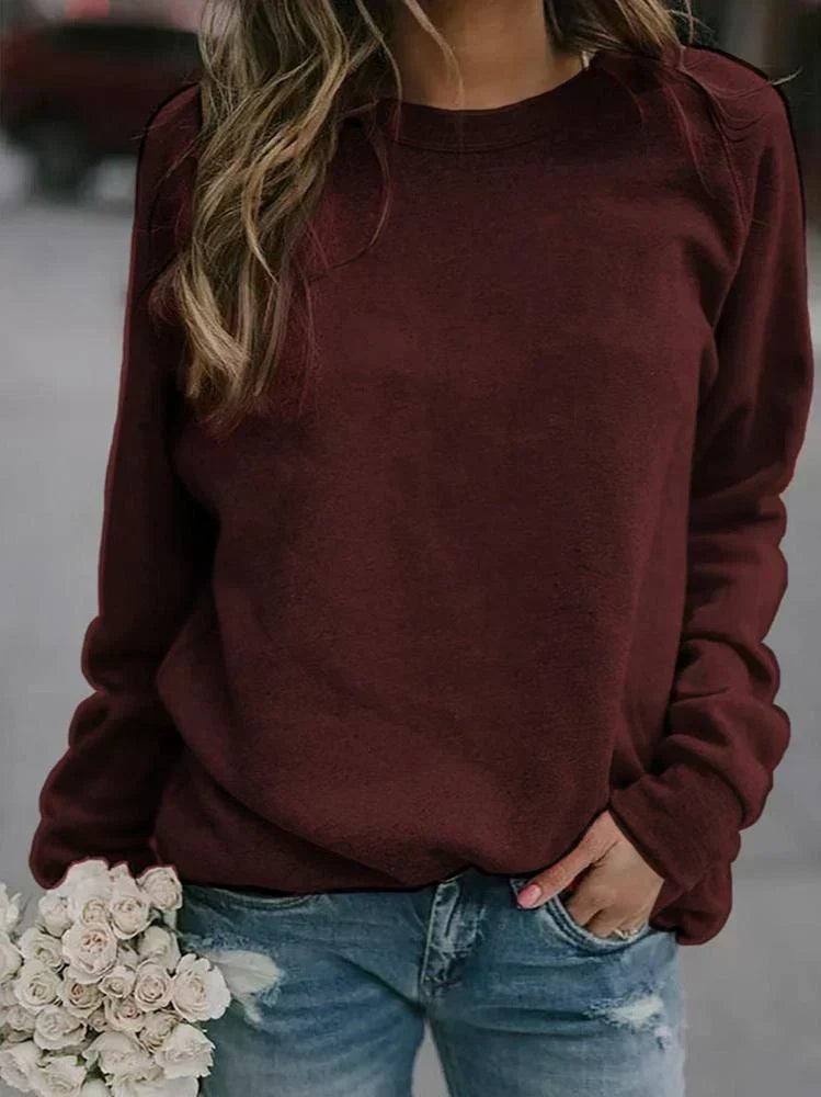 Wine Red raglan crew neck sweatshirt