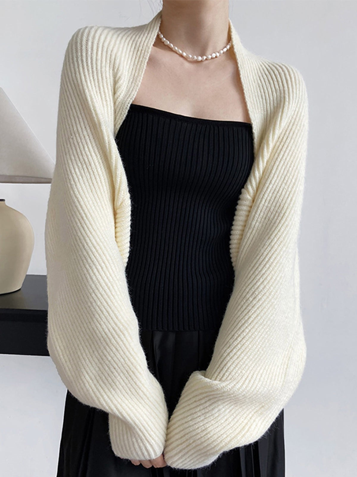 Off-White ribbed bolero shrug cardigan