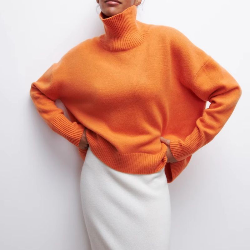 Roll neck oversized poncho