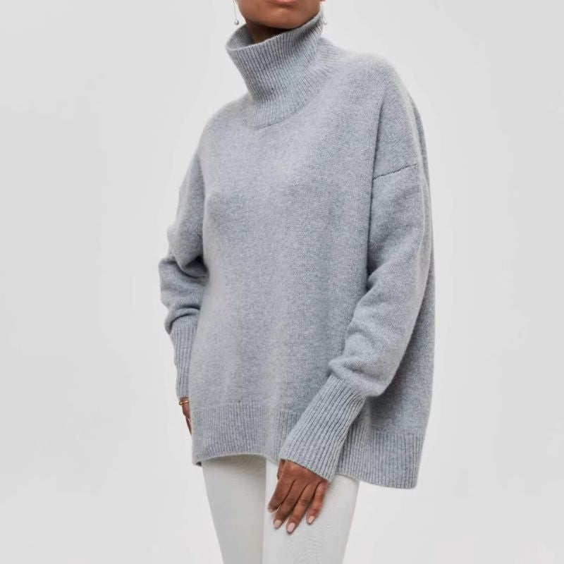 Gray roll neck oversized poncho