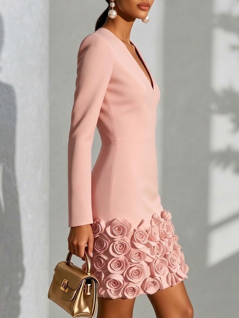 Rosette hem bodycon mini dress